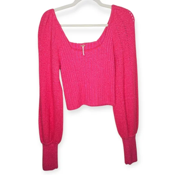 Free People Katie Knit Pullover Sweater, Size M, Pink, GUC - Picture 4 of 8